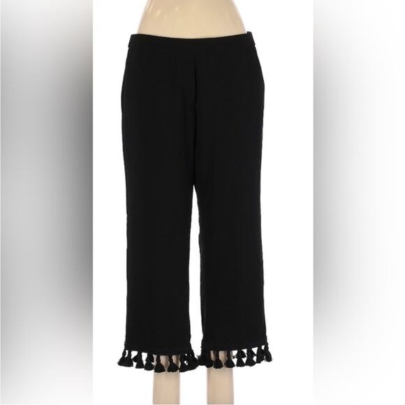 Josh & Arielle Pants - 💥Josh & Arielle Black Crop Pants with Tassel Trim Women's size 8